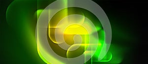 a green and yellow abstract background with glowing lines