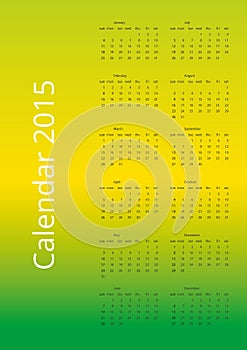 Green and yellow calendar 2015