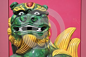 Green and yellow Chinese guardian dragon