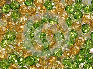 Green and yellow crystal beads