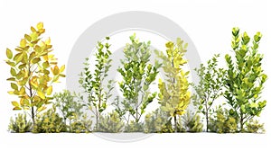 Green and Yellow Foliage Illustration, Generative AI photo