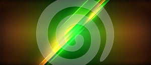 a green and yellow glowing line on a dark brown background