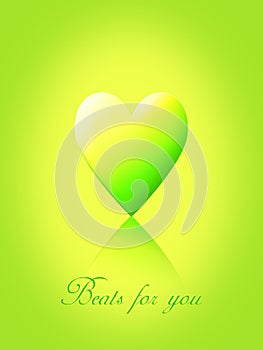 Ilustración de colores verde y amarillo de corazón de amor con palabras, beats para usted.