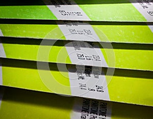 Green and yellow pantone pms book color swatches