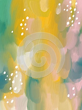 Green yellow pink brush stroke acrylic background for invitation holiday banner. Bright abstract paint oil texture