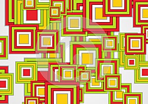 Green, yellow and red squares abstract geometric background