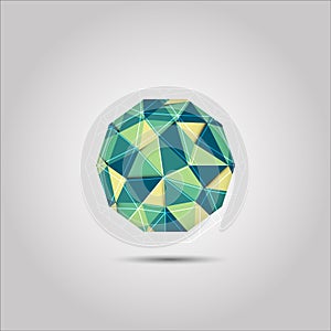 Green and Yellow sphere mosaic polygon shape vector icon