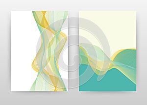 Green yellow waved lines design for annual report, brochure, flyer, poster. Colorful waved lines background vector illustration