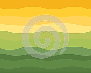 Green and Yellow Wavy Horizon Vector