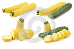 Green and yellow zucchini Cucurbita pepo