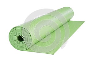 Green yoga mat, includes clipping path.