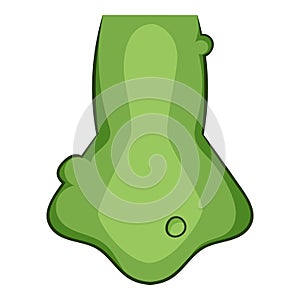 Green zombie nose icon, cartoon style