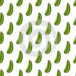 Green Zucchini Seamless Pattern on White