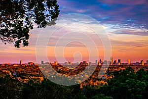 Greenbelt Austin City Skyline Golden Hour Vivid Colors