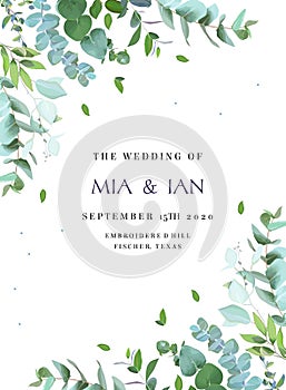 Greenery botanical wedding invitation.