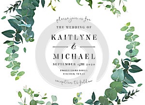 Greenery botanical wedding invitation. photo