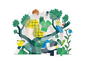 Greenery, ecology flat vector illustration