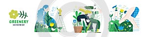 Greenery, ecology flat vector illustration