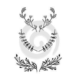 Greenery leaves set for design, hand drawn vector elements