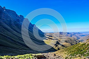 Greenery in Sani pass under blue sky near Lesotho South Africa b