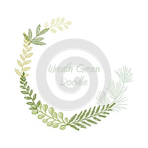 Greenery scribble hand drawn foliage border vector