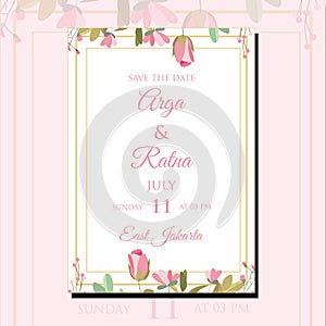 Greenery Watercolor Floral wedding invitation template card design