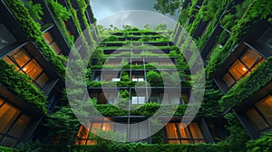 Greenerycovered facade of building creates natural landscape in cityscape