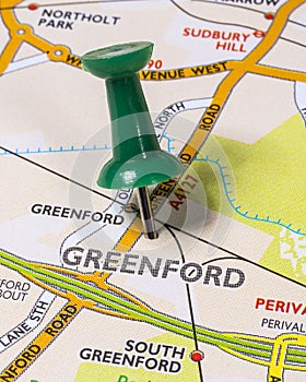 Greenford on a UK Map