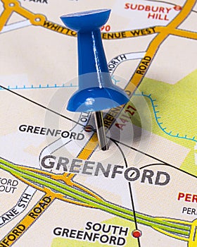 Greenford on a UK Map