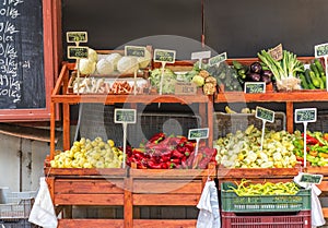 Greengrocery - plenty of fruit vegetables in the market