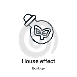 Greenhouse effect outline vector icon. Thin line black greenhouse effect icon, flat vector simple element illustration from