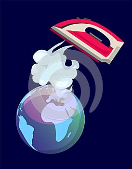 Greenhouse effect planet earth global warming concept climate change vector illustration.
