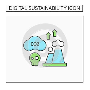 Greenhouse gas emission color icon