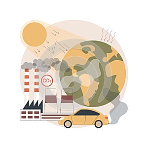 Greenhouse gas emissions abstract concept vector illustration.