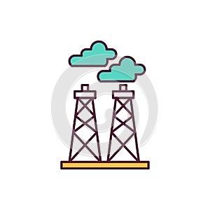 Greenhouse gas harm from electricity generation RGB color icon