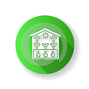 Greenhouse green flat design long shadow glyph icon