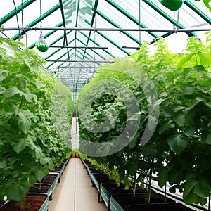 A greenhouse for growing vegetables with hydroponics.