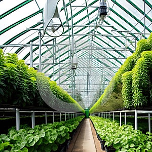 A greenhouse for growing vegetables with hydroponics.