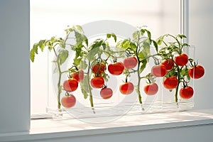 Greenhouse Nurtures Ripe Tomatoes On The Vine photo