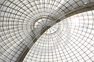 Greenhouse symmetrical dome diagonal structure seen from below