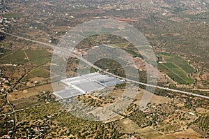Greenhouses in Fazenda Nova, Portugal - aerial view photo