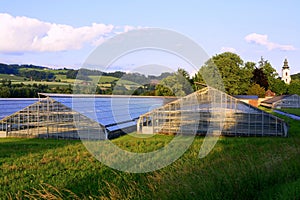 Greenhouses in the field photo