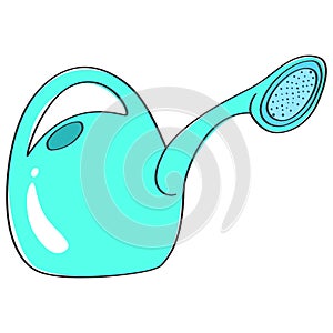 Greenish-blue watering can vector illustration