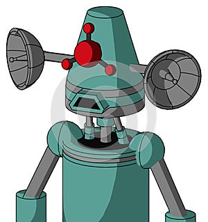 Greenish Mech With Cone Head And Sad Mouth And Cyclops Compound Eyes