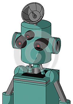 Greenish Mech With Cylinder Head And Three-Eyed And Radar Dish Hat