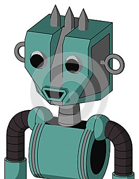 Greenish Mech With Mechanical Head And Happy Mouth And Two Eyes And Three Spiked