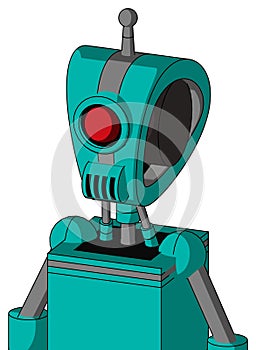 Greenish Robot With Droid Head And Speakers Mouth And Cyclops Eye And Single Antenna