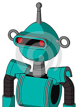 Greenish Robot With Rounded Head And Visor Eye And Single Antenna