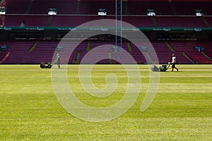 Greenkeepers at Parken national stadium