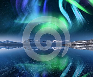 Greenland Aurora Reflections Milky Way Galaxy Tranquility AI Generated